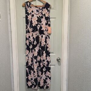 SJS NWT Maxi Sleeveless Floral Sundress with smocked waist. Women's  XL